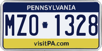PA license plate MZO1328