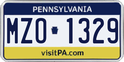 PA license plate MZO1329