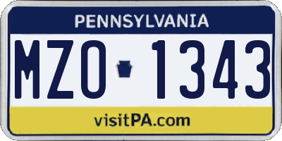 PA license plate MZO1343