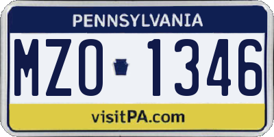 PA license plate MZO1346