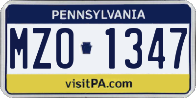 PA license plate MZO1347