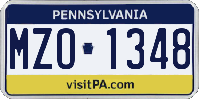PA license plate MZO1348