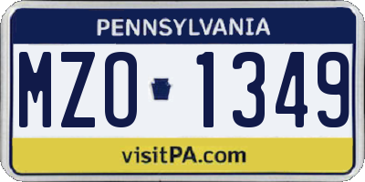 PA license plate MZO1349