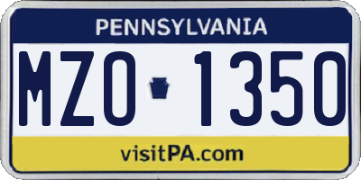 PA license plate MZO1350