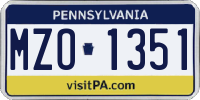 PA license plate MZO1351