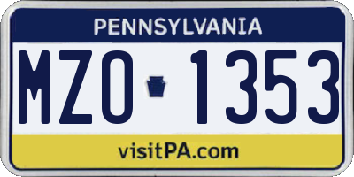 PA license plate MZO1353