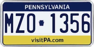 PA license plate MZO1356