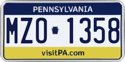 PA license plate MZO1358