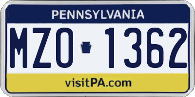 PA license plate MZO1362
