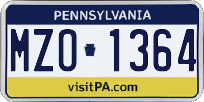 PA license plate MZO1364