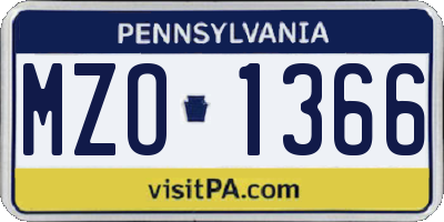 PA license plate MZO1366