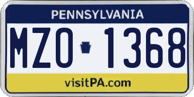 PA license plate MZO1368
