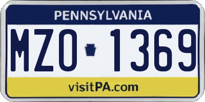 PA license plate MZO1369