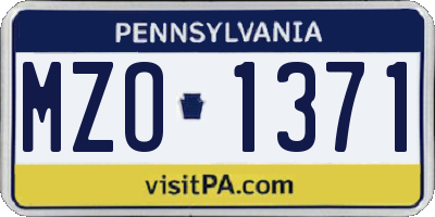 PA license plate MZO1371