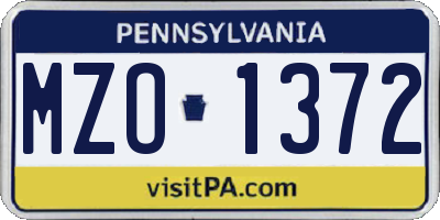 PA license plate MZO1372