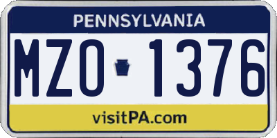 PA license plate MZO1376