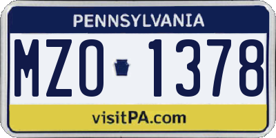 PA license plate MZO1378