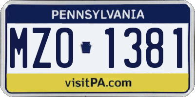 PA license plate MZO1381