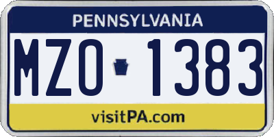PA license plate MZO1383