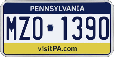 PA license plate MZO1390