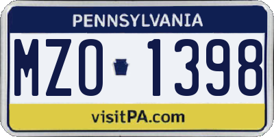 PA license plate MZO1398