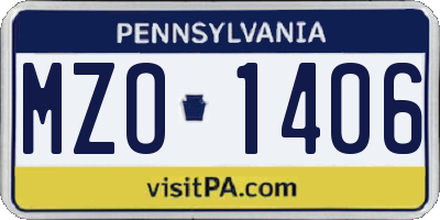 PA license plate MZO1406
