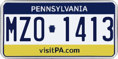 PA license plate MZO1413