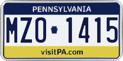 PA license plate MZO1415