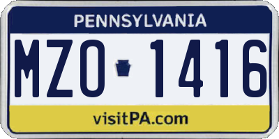 PA license plate MZO1416