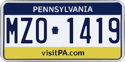 PA license plate MZO1419