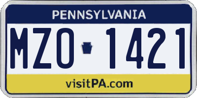 PA license plate MZO1421