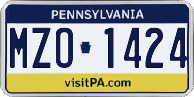 PA license plate MZO1424