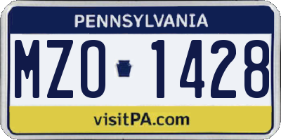 PA license plate MZO1428