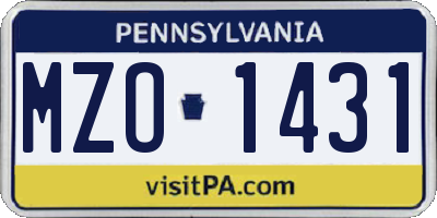 PA license plate MZO1431