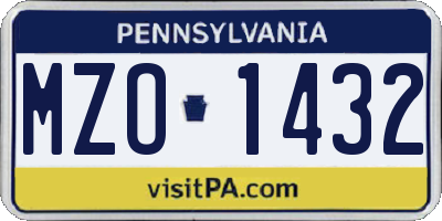 PA license plate MZO1432
