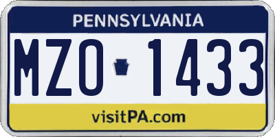 PA license plate MZO1433