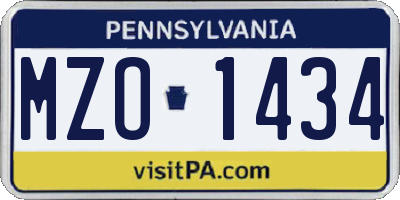 PA license plate MZO1434