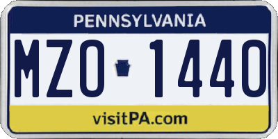 PA license plate MZO1440