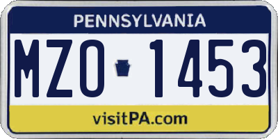 PA license plate MZO1453