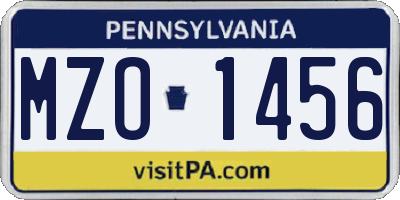 PA license plate MZO1456