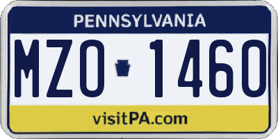 PA license plate MZO1460