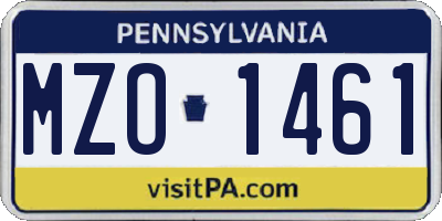 PA license plate MZO1461