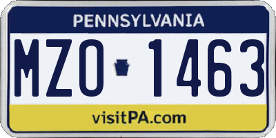 PA license plate MZO1463