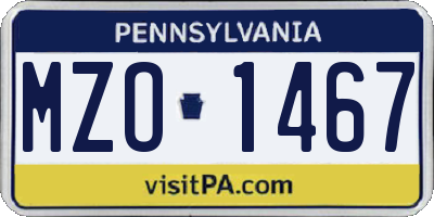 PA license plate MZO1467