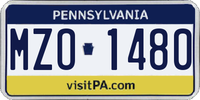 PA license plate MZO1480