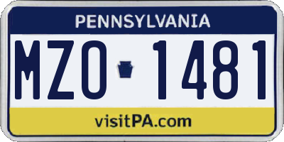 PA license plate MZO1481