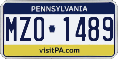 PA license plate MZO1489