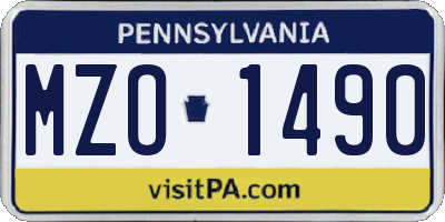 PA license plate MZO1490