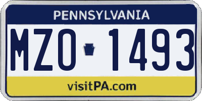 PA license plate MZO1493