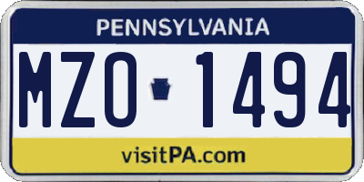 PA license plate MZO1494